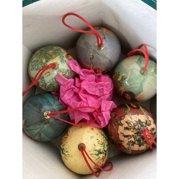Decoupage christmas Glorious angels ball ornaments 1995 lot of 6 - Picture 1 of 9